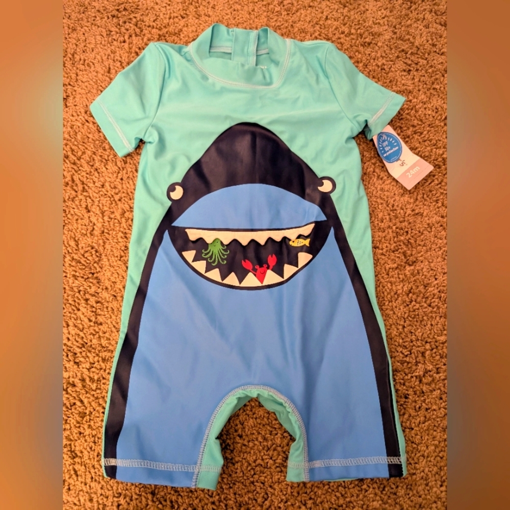 12, 18 or 24 month Carter's 1-piece shark swim suit, NEW